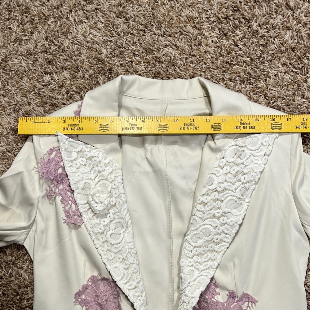 Patchwork Lace Trim Coat/ blazer - Picture 3 of 6